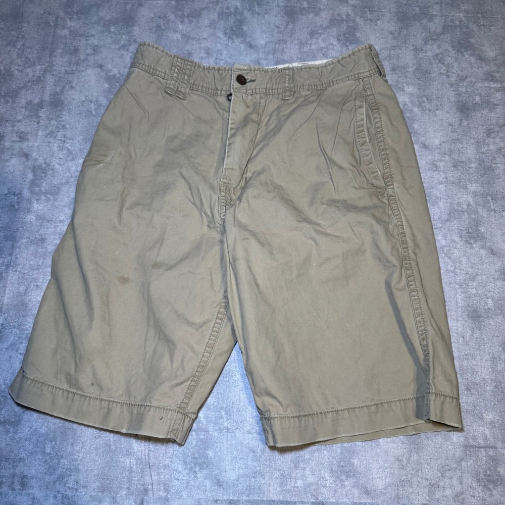 American Eagle Outfitters Mens 34 Khaki Shorts Longer Length Tan Cotton Twill